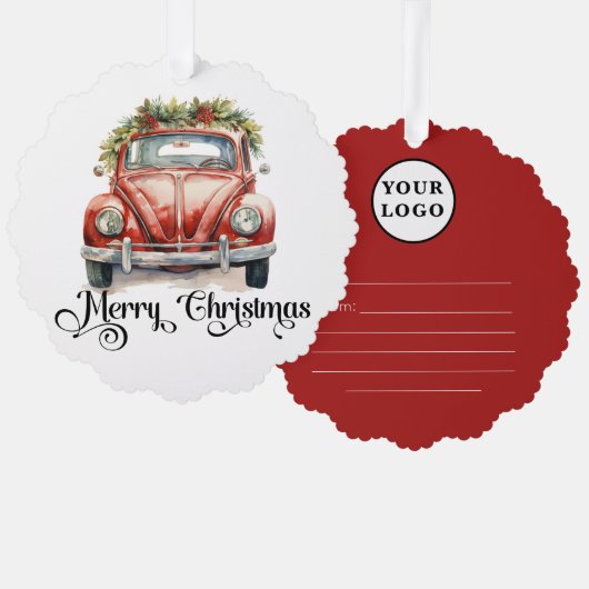 Winkel Logo Christmas Gift label Ornament Kaart (Voorkant / Achterkant)