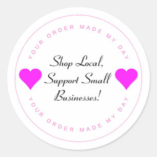 Winkel lokaal, steun kleine bedrijven Pink Heart Ronde Sticker