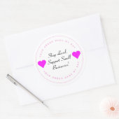 Winkel lokaal, steun kleine bedrijven Pink Heart Ronde Sticker (Envelop)
