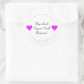 Winkel lokaal, steun kleine bedrijven Pink Heart Ronde Sticker (Tas)