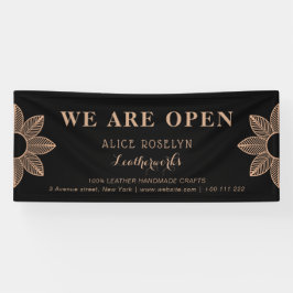 winkel met elegante zwarte lederwerker spandoek