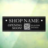 WINKEL NAAM Opening Soon Genereer QR Code ZwartWit Raamsticker (Vel 3)