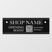 WINKEL NAAM Opening Soon Genereer QR Code ZwartWit Raamsticker (Vel)