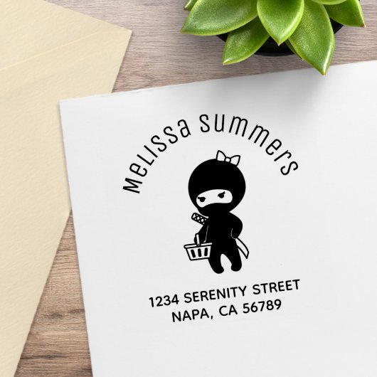 Winkel Ninja Meisje Arch Adres Rubberstempel