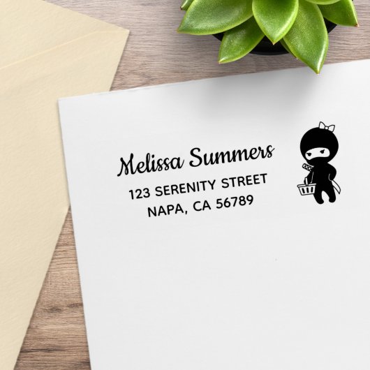 Winkel Ninja Meisje Retouradres Rubberstempel