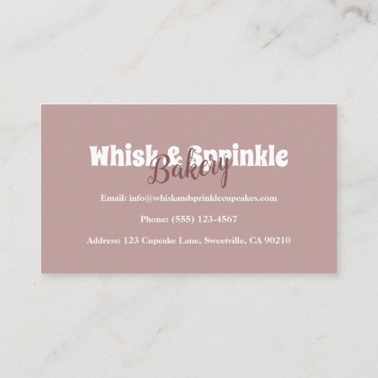 Winkel op suikerbakkerij Aangepaste koekjes Chocol Visitekaartje (Achterkant)