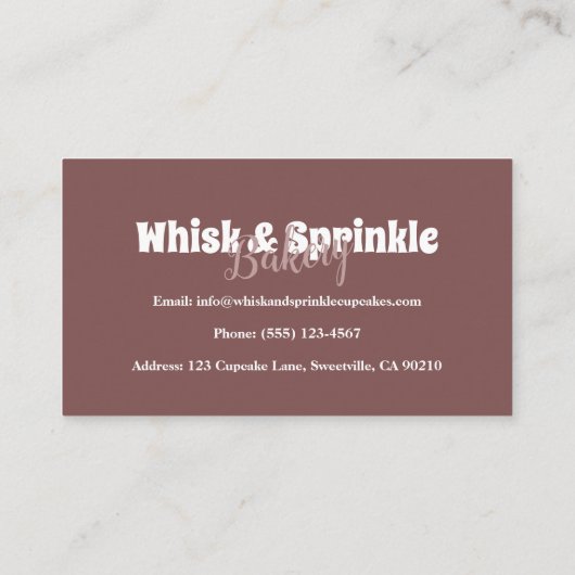 Winkel op suikerbakkerij Aangepaste koekjes Chocol Visitekaartje (Achterkant)