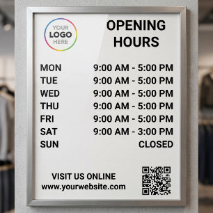 Winkel Openingstijden Met Logo + QR Code - Modern Perfect Poster