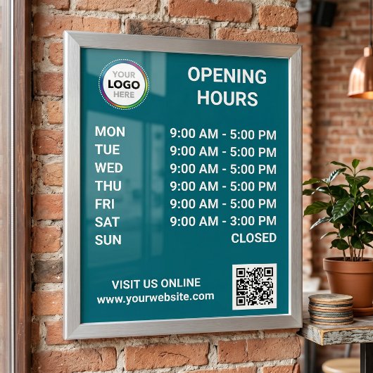 Winkel Openingstijden Met Logo + QR Code - Modern Perfect Poster