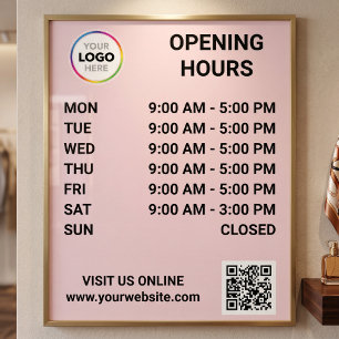 Winkel Openingstijden Met Logo + QR Code - Modern Perfect Poster