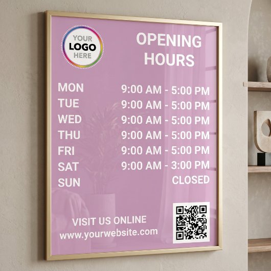 Winkel Openingstijden Met Logo + QR Code - Modern Perfect Poster