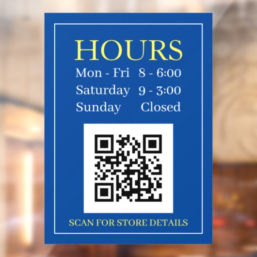 Winkel Openingstijden Open Bord, QR Code, Donkerbl Raamsticker (Vel 2)