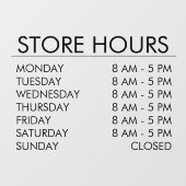 Winkel Openingstijden | Zakelijk Zwart Raamsticker (Vel)