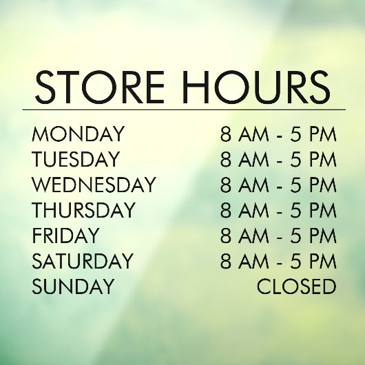 Winkel Openingstijden | Zakelijk Zwart Raamsticker (Vel 3)