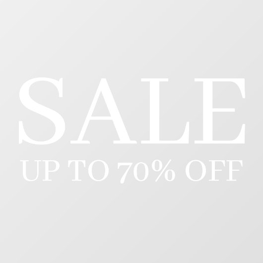 Winkel Sale | Zakelijk Elegant Minimal Wit Raamsticker (Vel)