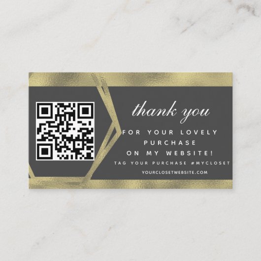Winkel Schoonheidsbedrijf Bedankt Gouden QR-code Visitekaartje (Voorkant)