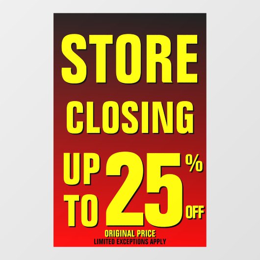 Winkel sluiten tot 25% korting op bedrijf raamsticker (Vel)