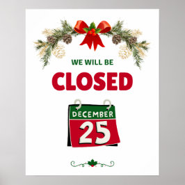 Winkel sluitingsuren 25 december poster
