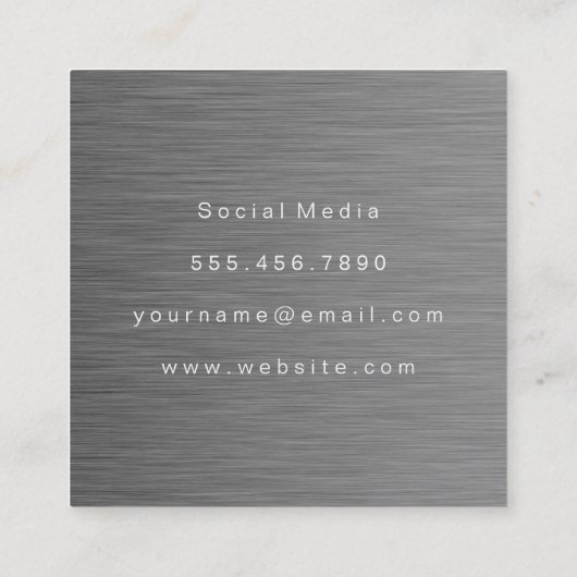 Winkel Stalen Modern Luxe Sierlijk Element Vierkante Visitekaartje (Achterkant)