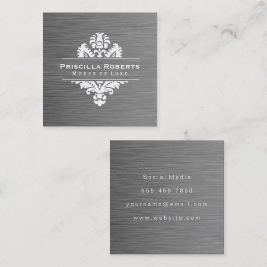 Winkel Stalen Modern Luxe Sierlijk Element Vierkante Visitekaartje (Voorkant / Achterkant)