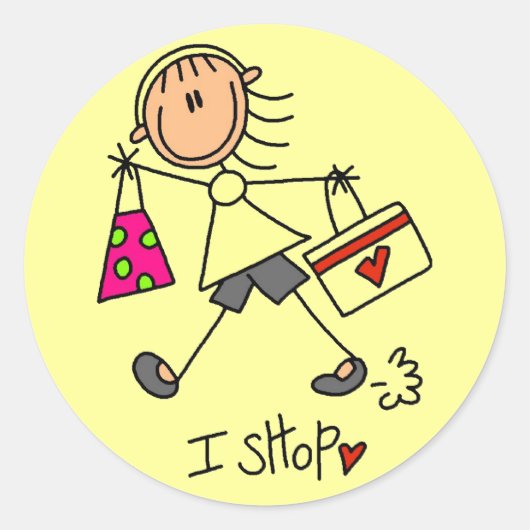 Winkel Stickfiguur Ronde Sticker (Voorkant)