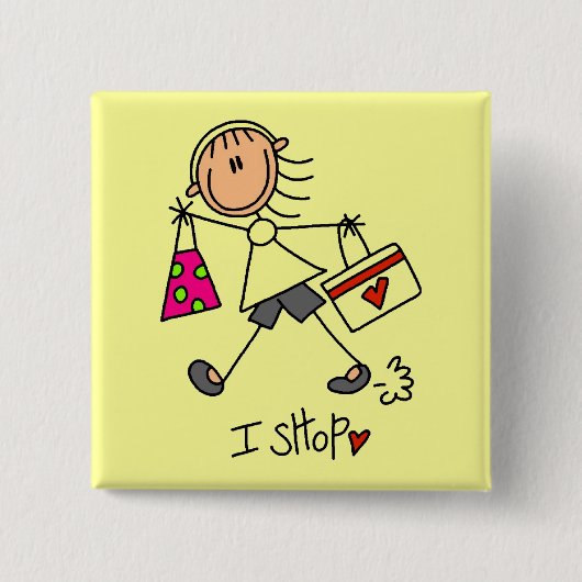 Winkel Stickfiguur Vierkante Button 5,1 Cm (Voorkant)