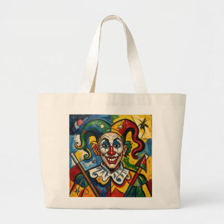 Winkel tas met een clown portret in Picasso stijl