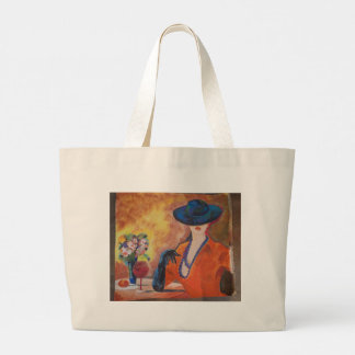 Winkel tas met portret van elegante vrouw
