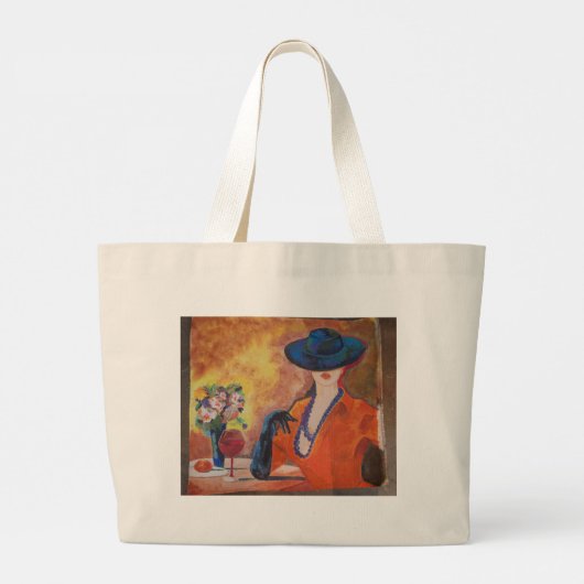 Winkel tas met portret van elegante vrouw (Achterkant)