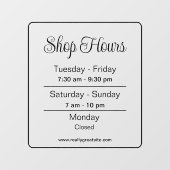 Winkel uren in Black Script Business Times Raamsticker (Vel)