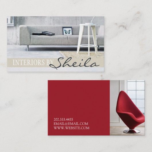 Winkel voor meubelen voor interieurontwerper visitekaartje (Voorkant / Achterkant)