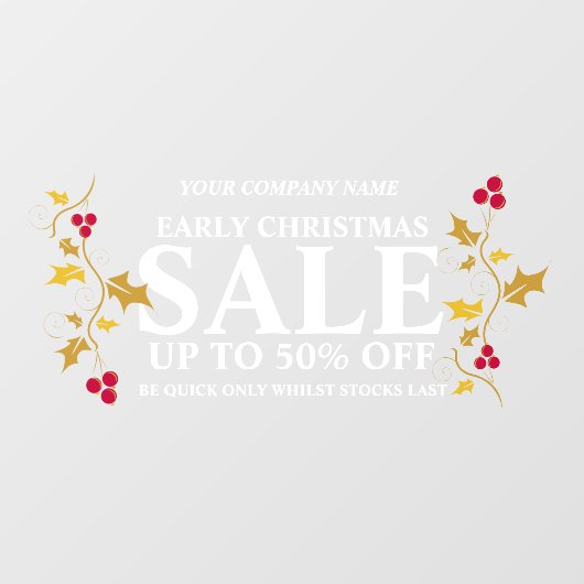 Winkel Winkel Winkel Bedrijf Vroege Kerstmis Sale Raamsticker (Vel)