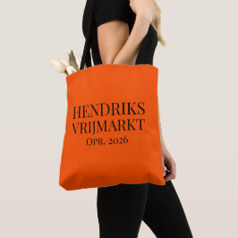 Winkelaar 'Vrijmarkt' met naam en opr | Oranje Tote Bag