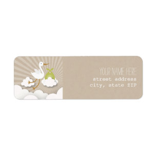 Winkeladres Baby shower - groen Etiket