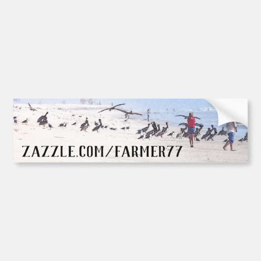 Winkeladres strand Pelican Birds Bumpersticker (Voorkant)