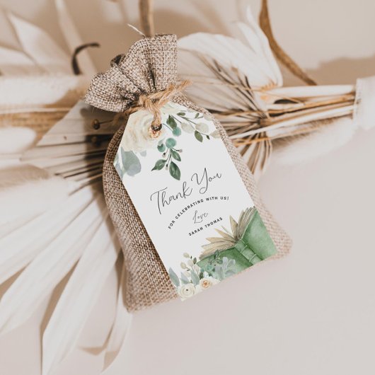 Winkelboek als nieuw hoofdstuk Baby shower Cadeaulabel