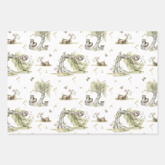 Winkelboek | Baby shower bossen Inpakpapier Vel (Voorkant)