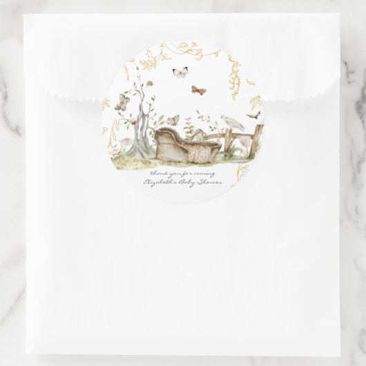 Winkelboek | Baby shower bossen Ronde Sticker (Tas)