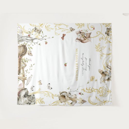 Winkelboek | Baby shower bossen Wandkleed (Voorkant (horizontaal))