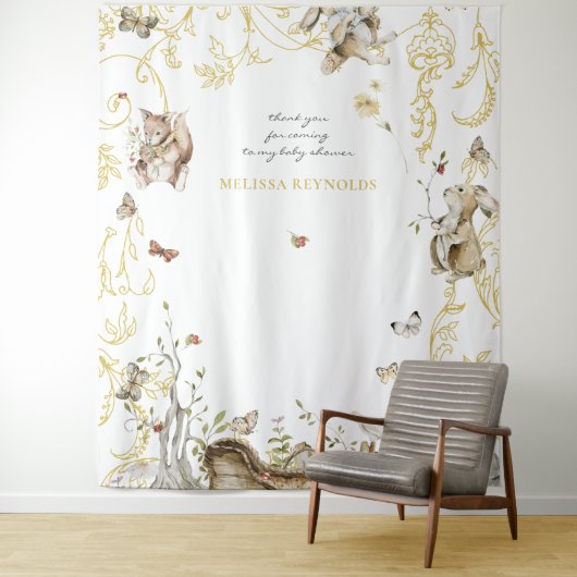 Winkelboek | Baby shower bossen Wandkleed (In situ)