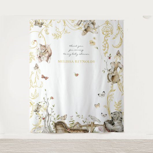 Winkelboek | Baby shower bossen Wandkleed (Voorkant)