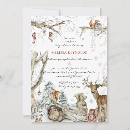 Winkelboek | Baby shower winterbossen Kaart (Voorkant)