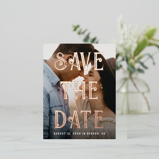 Winkelboek dat eindigt sparen de Datum Folie Uitnodiging Briefkaart (Staand Voorkant)