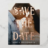 Winkelboek dat eindigt sparen de Datum Folie Uitnodiging Briefkaart (Voorkant)