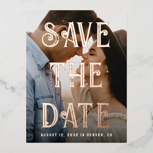 Winkelboek dat eindigt sparen de Datum Folie Uitnodiging Briefkaart (Voorkant)