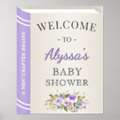 Winkelboek Hoesje Lavender Girl Baby shower Welkom Poster (Voorkant)