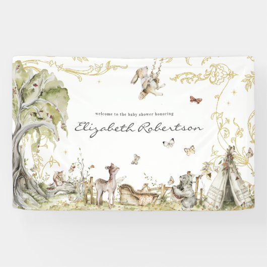 Winkelboek | Welkomstwoord bos Baby shower bossen Spandoek (Horizontaal)