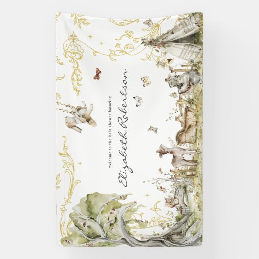 Winkelboek | Welkomstwoord bos Baby shower bossen Spandoek (Verticaal)