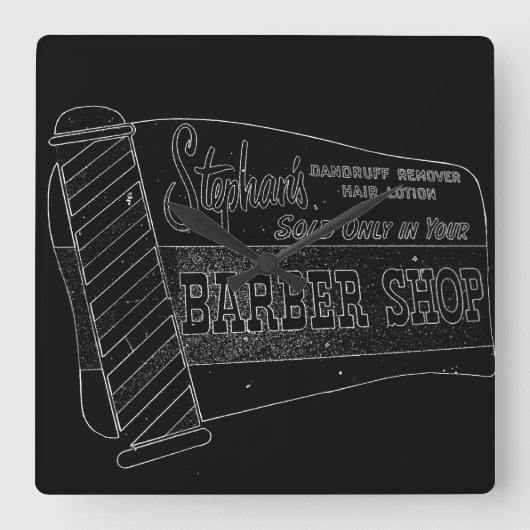  winkelbord | Barber Pole Wall Clock Vierkante Klok (Voorkant)