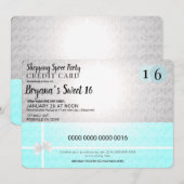 Winkelcentrum Creditcard Sweet 16 Feestje Kaart (Voorkant / Achterkant)
